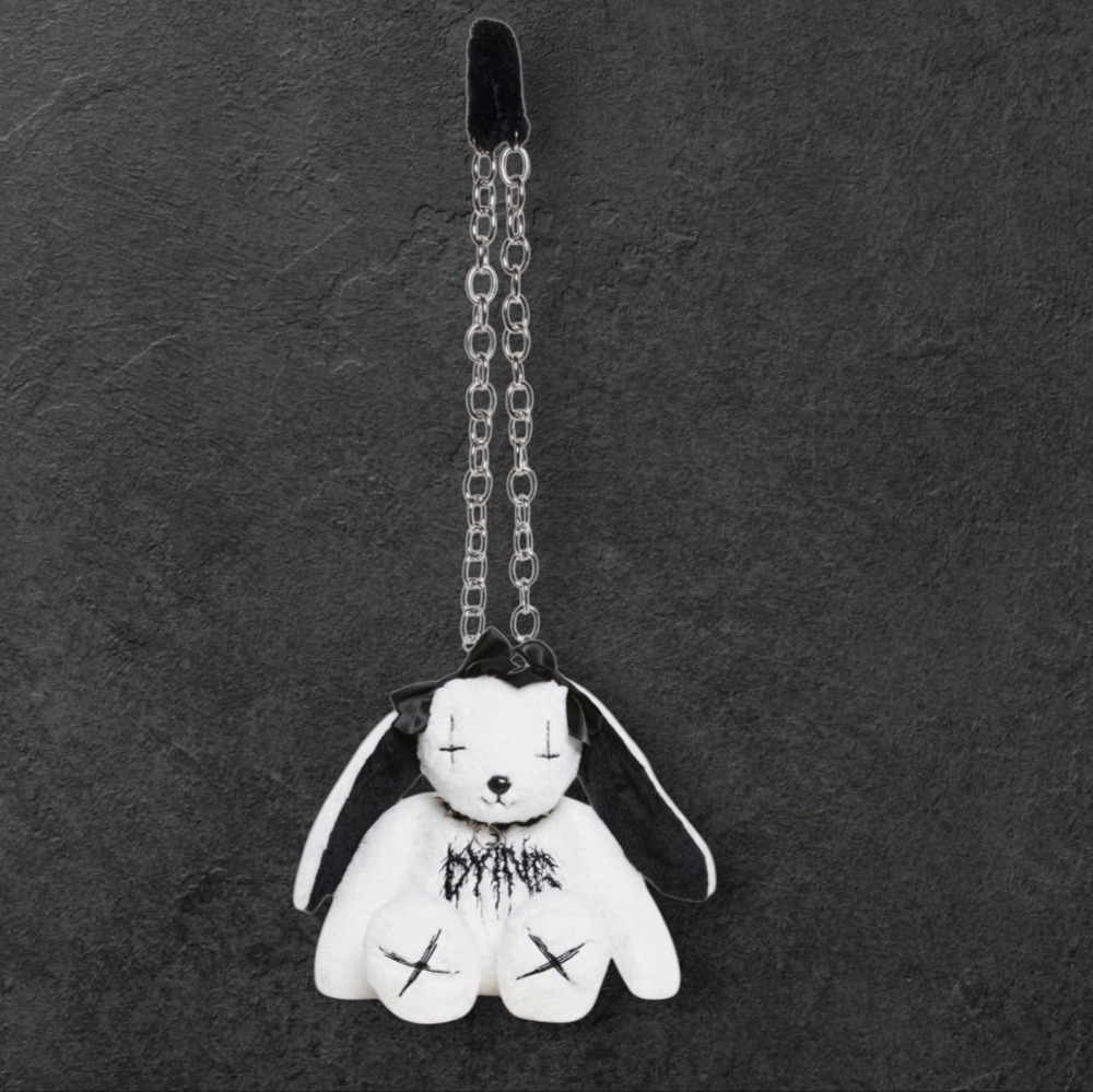 Dolls Kill Black and White Bunny Plush Crossbody Bag - Picture 2 of 4